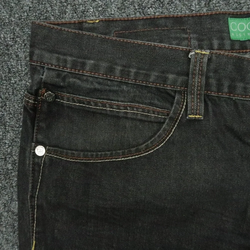 Coogi Jeans Mens 40x34‎ Black Straight Baggy Embroidered Pockets 5 Pocket